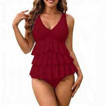 Women's Tankini Swimsuit Slimming Solid Full-Coverage