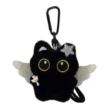 Breloc geantă cu aripi fantomatice, pisici negre, pluș moale, stiluri minunate, accesorii cadou de Crăciun și Halloween