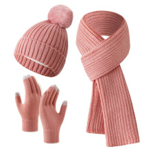 Women's Knit Hat, Scarf & Gloves Set – Plush Thick Beanie, Neck Warmer & Mittens, Winter Warm Stocking Stuffer, Christmas Gift for Teens