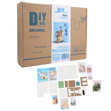 Kit de montagem ajustável, manual de instruções detalhado, casa de bonecas em miniatura de madeira para montar, presente criativo de aniversário,