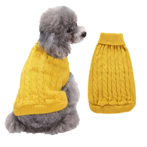 Pull pour chien doux et chaud, tenue d'hiver jaune XS