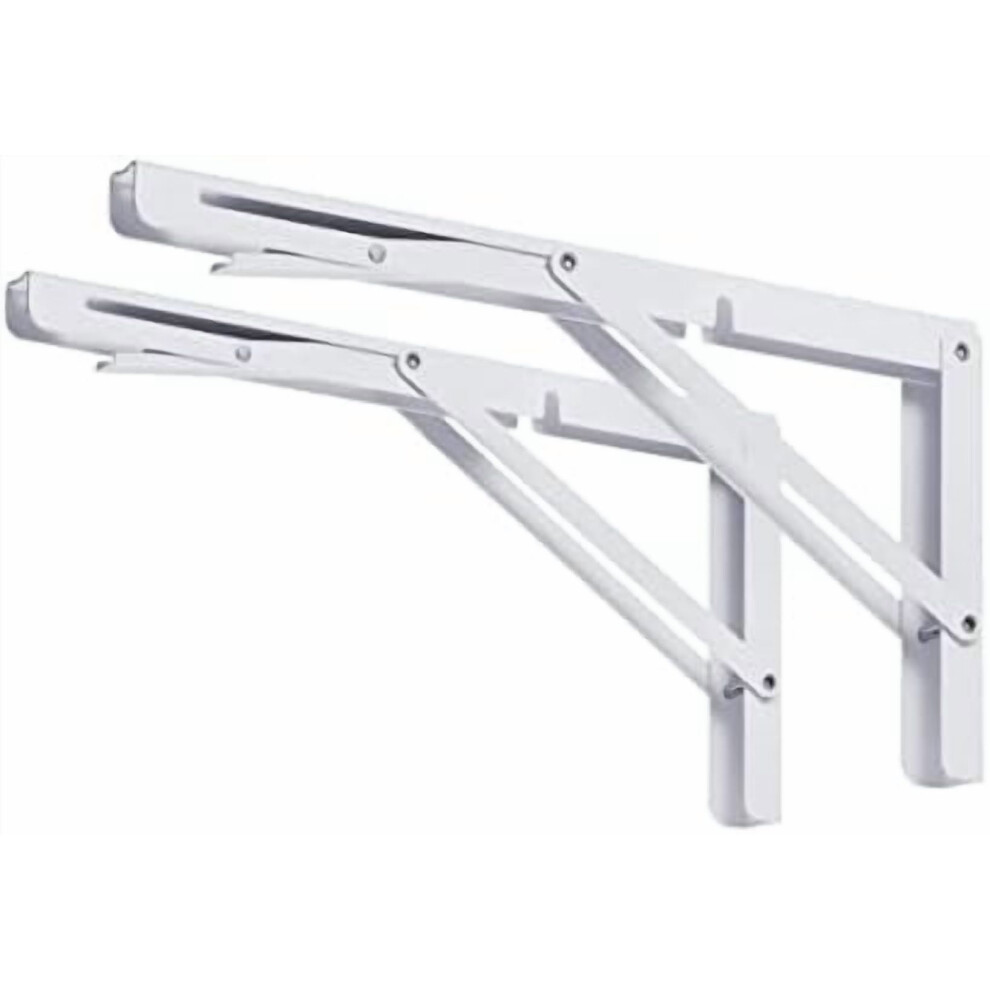 Clt 16" White Folding Shelf Brackets Max. Load 440 Lb, Heavy Duty Diy Wall Mounted Shelf Bracket Space Saving For Table Work Bench, Pack Of 2 9085618843882