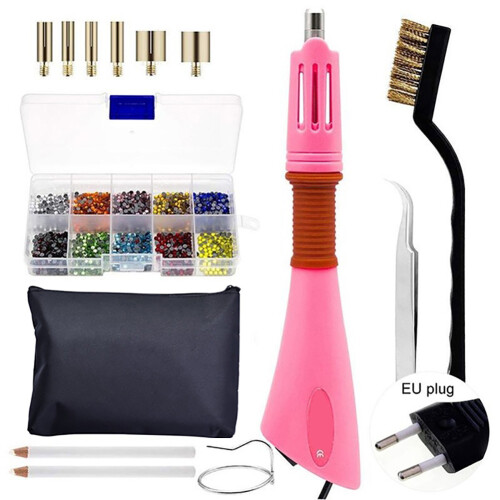 Adjustable Heat Applicator Wand Featuring7Different Sizes Tips And Wide Application Compatibility For Diy Hot Fix Rhinestone Setting With Cleaning