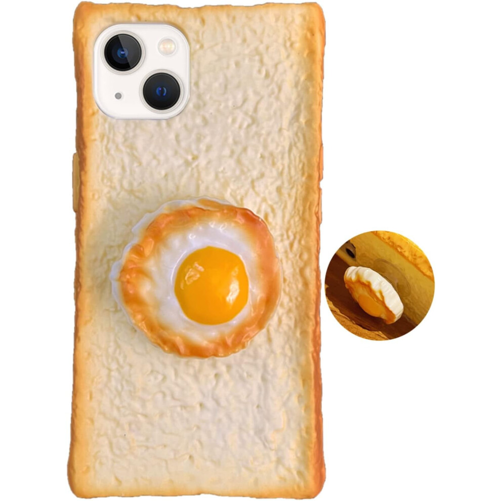Cute 3D Kawaii Silicone Case With Camera Lens Protector & Stand For Iphone 13 Â Fried Egg Design 9422877935840