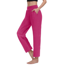 Women's Cropped Yoga Pants With Pockets Solid Color Mid Rise Wide Leg Workout Crop Pants For Exercise Comfort Trousers