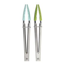 Pinzas pequeñas de acero inoxidable con puntas de silicona (paquete de 2)