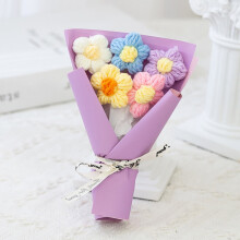 Pequeños ramos de flores tejidos a mano, flores artificiales de ganchillo, regalos para el Día de San Valentín, flores artificiales coloridas,