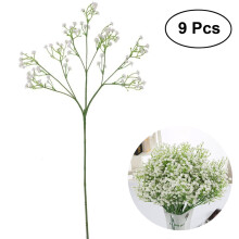 Bouquet elegante di 9 fiori artificiali di gypsophila bianchi per decorazioni interne ed esterne.