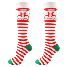 1 paio di calze natalizie a compressione con motivo a cartoni animati, calze alte fino alla coscia, spesse e calde, ideali per lo sport, per adulti.