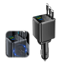 7v1 zatahovací nabíječka do auta s kabelem USB typu C - rychlá nabíječka telefonu