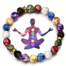 7 Chakra Reiki Bracelets for Women Rainbow Resin Beads Bracelet Natural Stone Yoga Beaded Chakras Bracelet Jewelry Gifts
