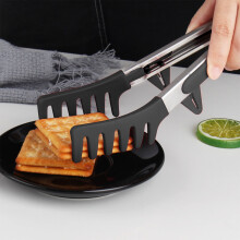 Pinzas de silicona para alimentos con soporte, pinzas de acero inoxidable para pasta/pan, pinzas resistentes al calor para barbacoa para cocina – 1