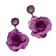 Eleganti orecchini a forma di rosa in acrilico, orecchini floreali in acrilico di tendenza, comodi orecchini pendenti per donne alla moda.