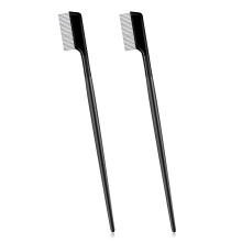 Set van 2 wimperkammen en -scheiders met metalen tanden, mascara-wimperkam en wenkbrauwborstel – zwart