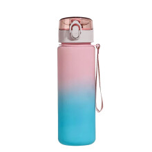 Botella de agua deportiva de gran capacidad con color degradado, vaso de plástico a prueba de fugas y libre de BPA con correa de transporte –