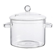 Glassgryter for matlaging på komfyr - 1,9 l/64 oz - Heat - Glassgryte med lokk, tåler mikrobølgeovn og oppvaskmaskin