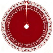 48 Inch Christmas Theme Knitted Tree Skirt Decoration, Double-Sided Printed Xmas Tree Skirt Holiday Tree Base Cover Decoration
