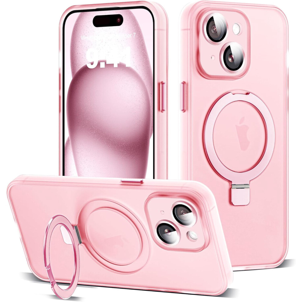Iphone 15 Case (6.1") Â Magnetic Invisible Ring Stand, Full Camera Protection, Magsafe Compatible, Military-Grade Drop Defense, Matte Translucent 9085618409637