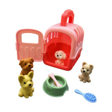 Dollhouse Toy Set Portable Play Scene DIY Castle 8-Piece Kindergarten Pretend Play Gift(Pink)