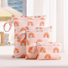 3pcs Waterproof Cloth Diaper Wet/Dry Bags, Reusable with 2 Zippered Pockets – for Travel, Beach, Pool, Daycare, Yoga, Gym & Swimsuits
