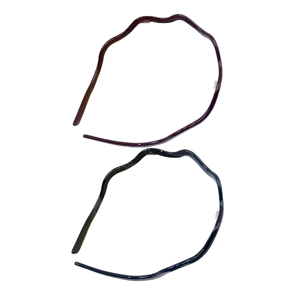 2Pieces Stylish Ripples Hairband Set Acetate Headband For Girls Women Casual Party Hairstyle Essentials