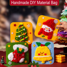 1/7/10Pcs Christmas Handmade DIY Material Bag Easy to Operate Embroidered Doll Set with Cartoon Animal Pattern Sewing Craft Kit