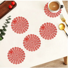 5 stuks (alleen onderzetters) PVC ronde onderzetters met spinnenwebmotief, Europese stijl, holle, isolerende onderzetters voor huishoudelijk gebruik,