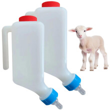 2Pcs Baby Bottles, 800ml Lamb Baby Bottle with Scale Hanging Plastic Milk Feeder Bottle Little Goat Calf Sheep Nursing Bottle with Handle