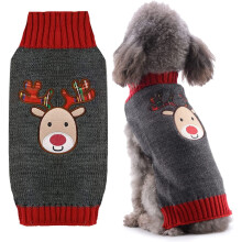 Cat-Print Dog Christmas Sweater Holiday Outfit Small Medium