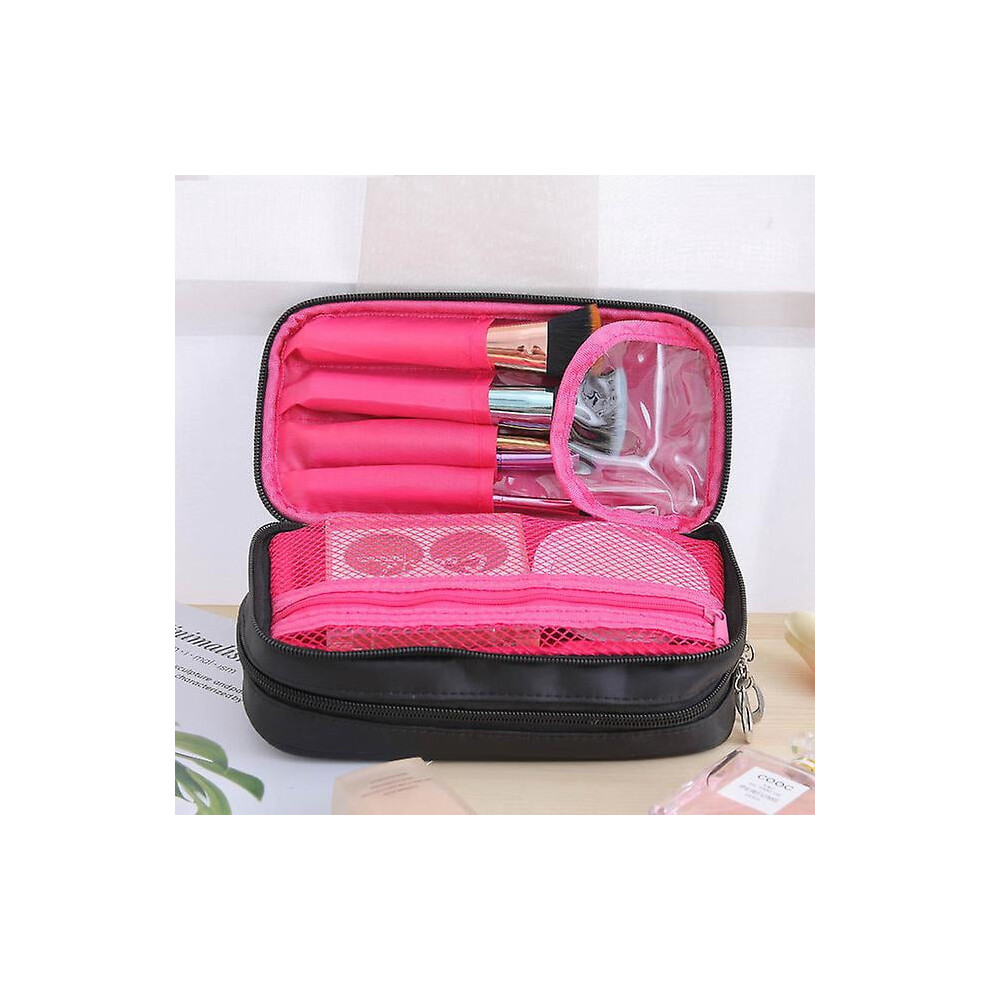 Black/Pink Cosmetic Bag Women's Large Capacity Nylon Waterproof Designer Design Toiletries Organizer Makeup Bag