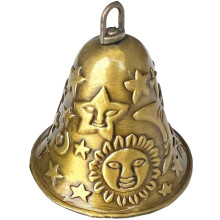 Carillon éolien artisanal en cuivre, motif étoile et lune, porte-bonheur, décoration extérieure pour jardin ou maison, carillon Bouddha