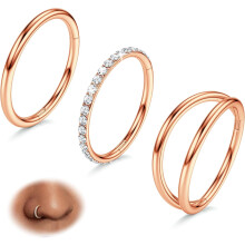 3Pcs Nose Hoops 316L Surgical Steel 14G-20G 7-10mm
