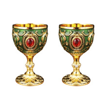 Lot de 2 gobelets à vin en métal de 30 ml, verres décoratifs de style médiéval vintage, pour la maison et la maison.
