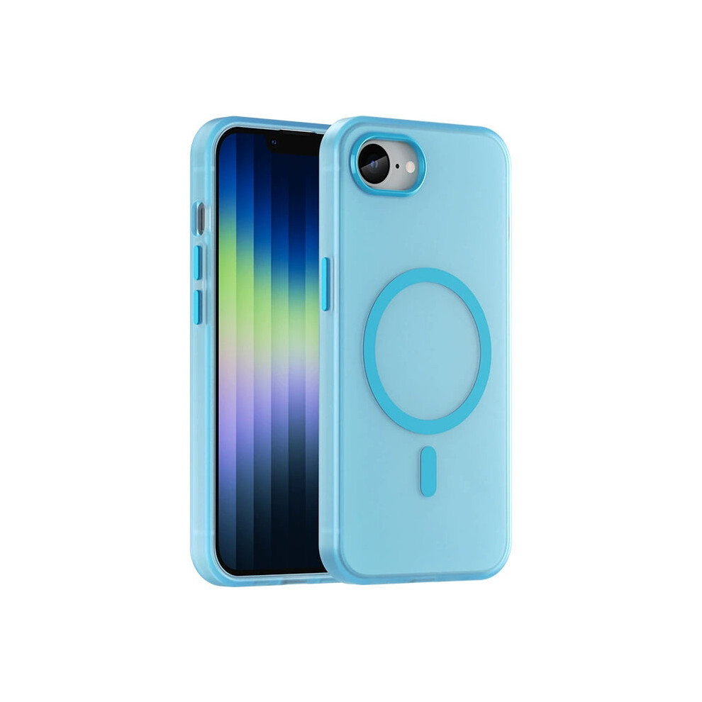 Magnetic Translucent Iphone 16E Case With 2Pcs Tempered Glass Screen Protectors, Anti-Fingerprint, Compatible With Iphone 16E Blue 9422877936328