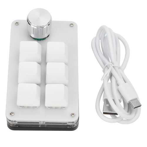 Plug And Play Mini Macro Keyboard, Programmable Keypad With Adjustable Knob One Handed Mechanical Keyboard Customizable Shortcut Keys Usb Interface