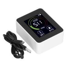 LCD-display luchtkwaliteitsmonitor, CO2-detector voor binnen, digitale luchtvervuilingsmeter voor binnen, verlicht display, 3-in-1 ontwerp,