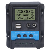 Intelligenter Solarladeregler für 12V/24V-Systeme, PWM-Regler mit LCD-Anzeige und zwei USB-Ladeanschlüssen, einstellbare Timer-Einstellungen,