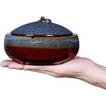 Ceramic Windproof Ashtray with Lid, Indoor/Outdoor Use, Blue (5.2") – Desktop Smoking Tray & Home/Office Decor