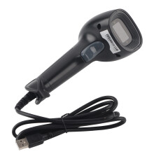 Lecteur de codes-barres CCD durable avec avertisseur sonore et indicateur lumineux, compatible avec plusieurs codes-barres 1D et 2D.