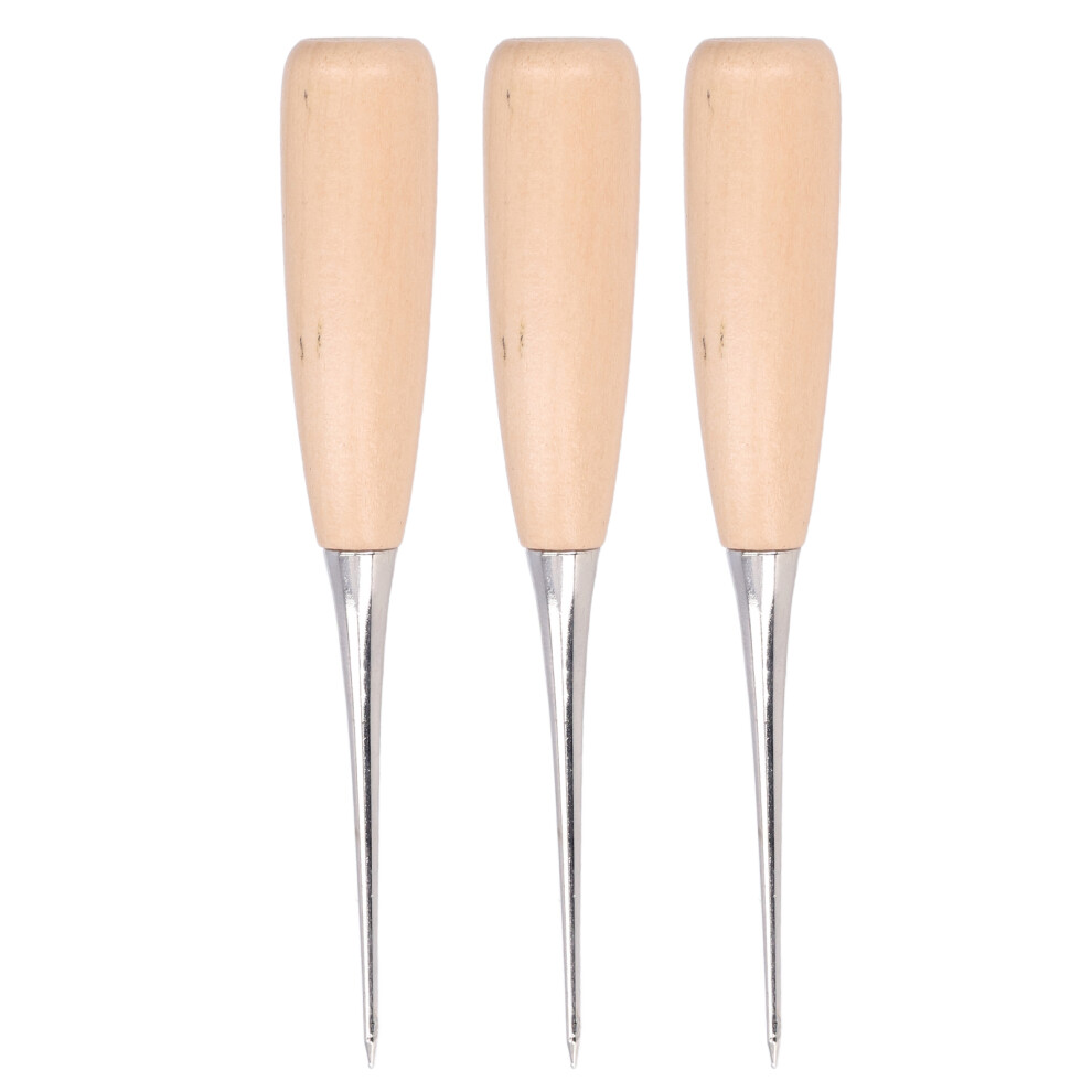 Sewing Tool With Steel Needle Wood Handle Drillable Awl Punching Hole Maker Leather Stitching Awl For Shoe Repair Workpiece Marking Smooth And Round 9191629347919