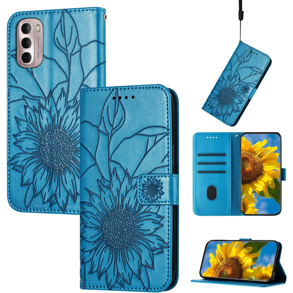 Sunflower Leather Wallet Case For Moto G Stylus 5G 2022 Blue 9023022189134