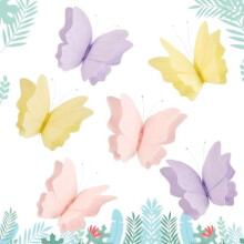 6Pcs 3D Pastel Crepe Paper Butterflies Decor – Hanging Garden Party Decor for Wedding, Baby Shower, Birthday (Compatible with Indoor Use)