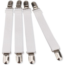 Bed Sheet Holder Straps Sheet Keepers Straps Bedsheet Holders Suspenders Mattress Cover Straps Bed Sheet Corners Fasteners Clips 4Pcs White One_Size