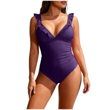 Women's One-Piece Swimsuit with Tummy Control and Ruffle