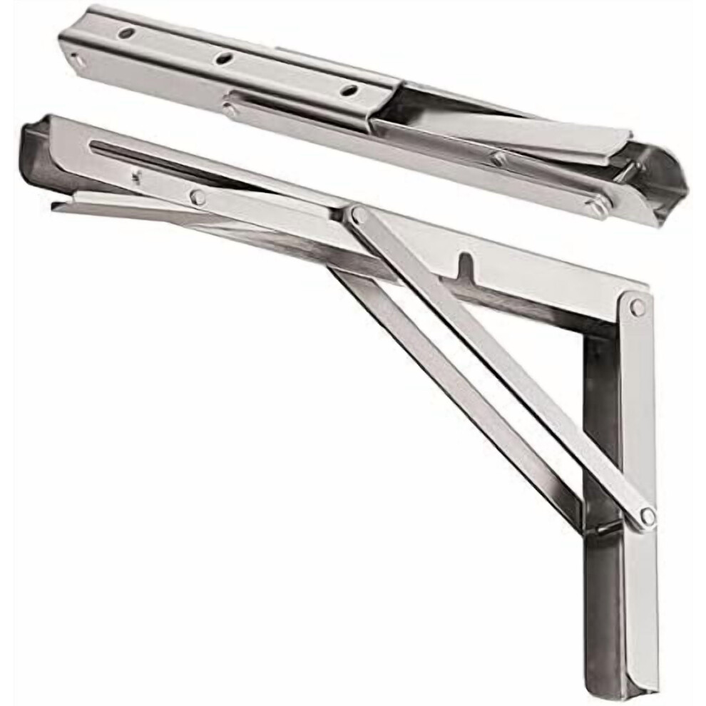 8" Folding Shelf Brackets Max. Load 220 Lb, Heavy Duty Diy Wall Mounted Shelf Bracket Space Saving For Table Work Bench, Pack Of 2 9399596659732