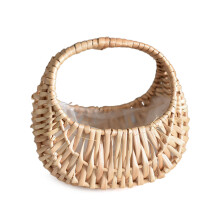 Willow Straw Rattan Basket Half Moon Wicker Small Woven With Handle Decorative Storage Basket For Flower Girl Wedding Home Garden Bedroom Decor