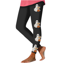 Women's Halloween Leggings Pumpkin Ghost Print High-Waist