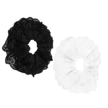 Large Scrunchies 2Pcs 18Cm Diameter Black White Elegant Delicate