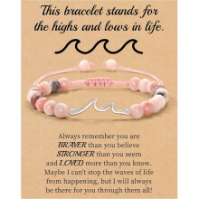 Wave Bracelet for Women – Natural Stone Beaded Encouragement Jewelry, Compatible with Life Is Tough Cheer Up Theme, Birthday & Mother's Day Gift