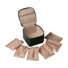 Cofanetto portagioie portatile in pelle con tasca trasparente con cerniera, organizer per accessori, custodia portaoggetti alla moda.